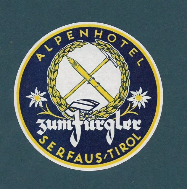 Austria -  Koffer Etikett -  Luggage Label - Alpenhotel Zumfurgler Serfaus