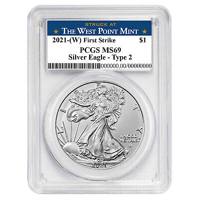 2021 (W) $1 Type 2 American Silver Eagle PCGS MS69 FS West Point Label