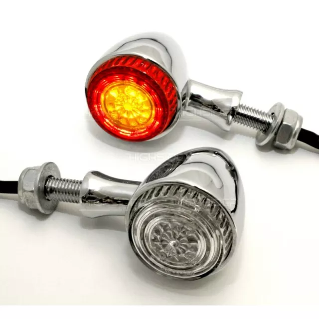 LED Bremslich Blinker Motorrad unive HD cafe racer bobber custom chrome metal