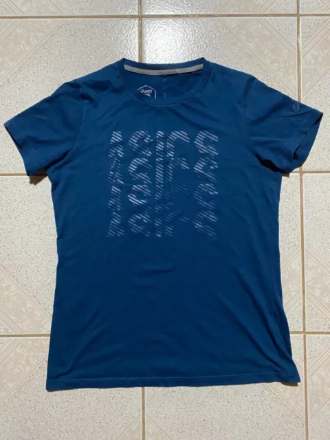 ASICS Men's T-Shirt - size M Medium Blue Short Sleeve Active Tee