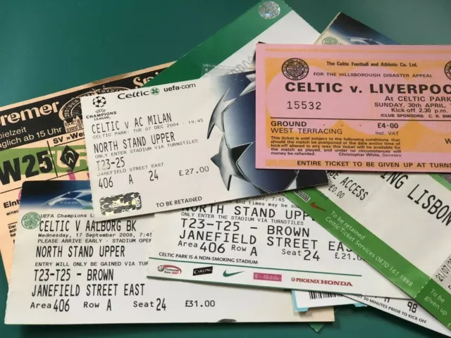 20 DIFF CELTIC EUROPEAN/FRIENDLY MATCH TICKETS 1970 to 2008 - YOU CHOOSE