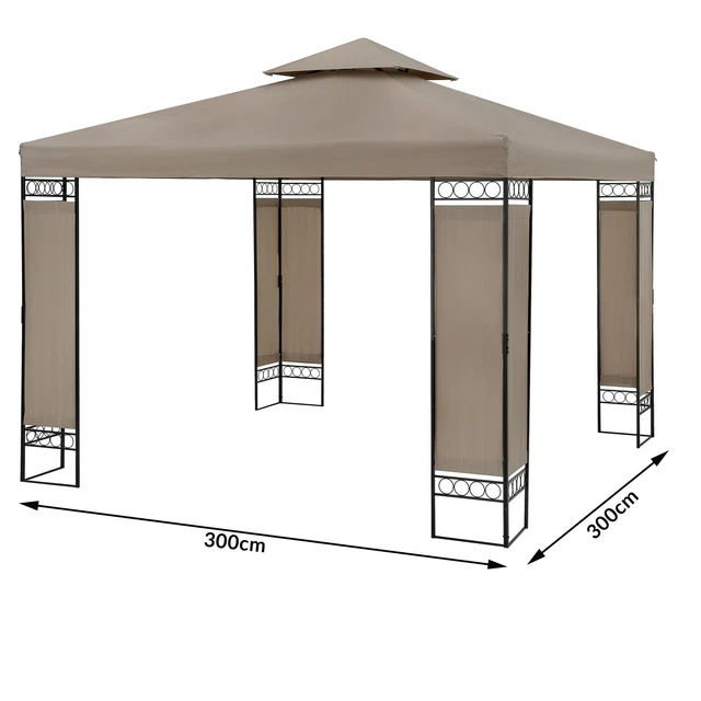 Pavillon Gartenzelt Gartenpavillon 3x3m Wasserabweisend Metall Luxus Garten Zelt 7