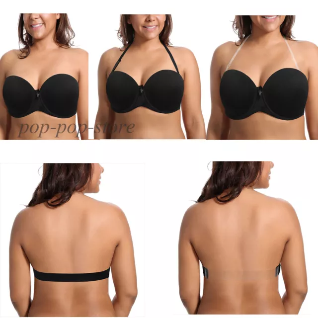 New Transparent Invisible Multiway Clear Back Strap Women Strapless Push Up  Bras