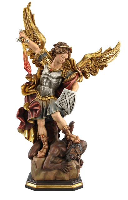 Figurine de Saint Archange Michael H 20 CM en Bois Statuette D'Érable