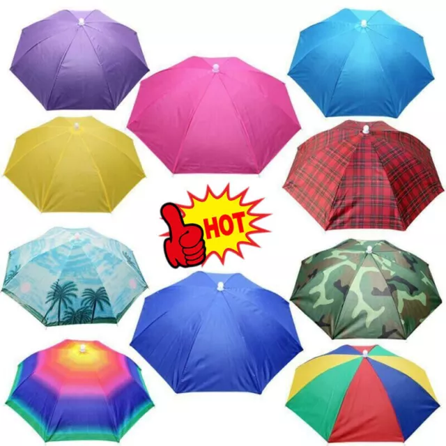 Foldable Sun Umbrella Hat Golf Fishing Camping Headwear Hat Cap Anti-sV3 G9W9