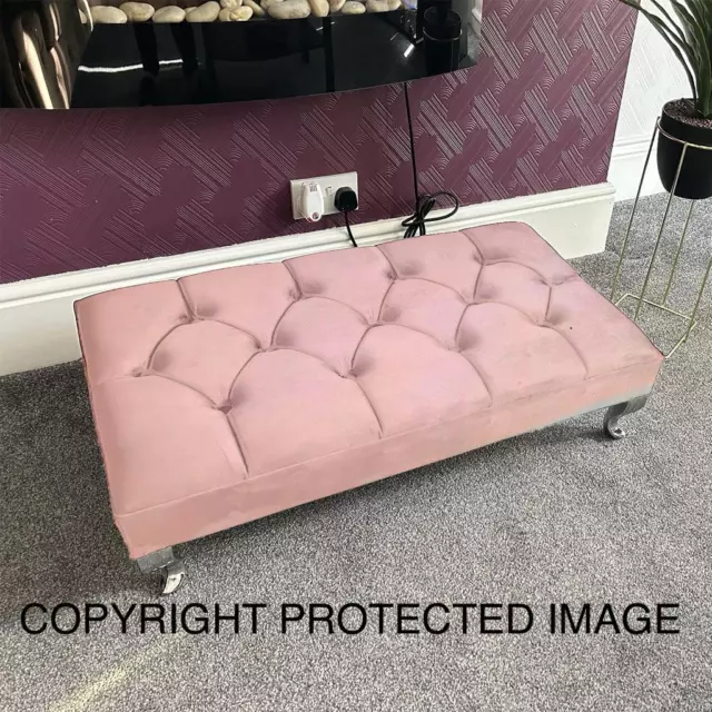 Premium Chesterfield Footstool Luxury Coffee Table Velvet  Soft Pouffe Bench....