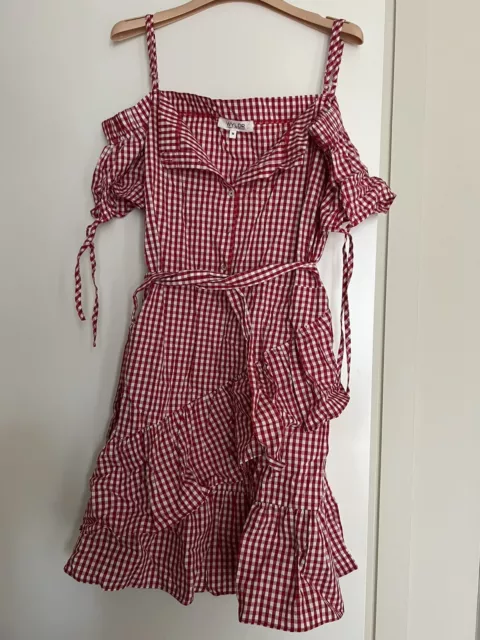 wyldr red checked dress size M