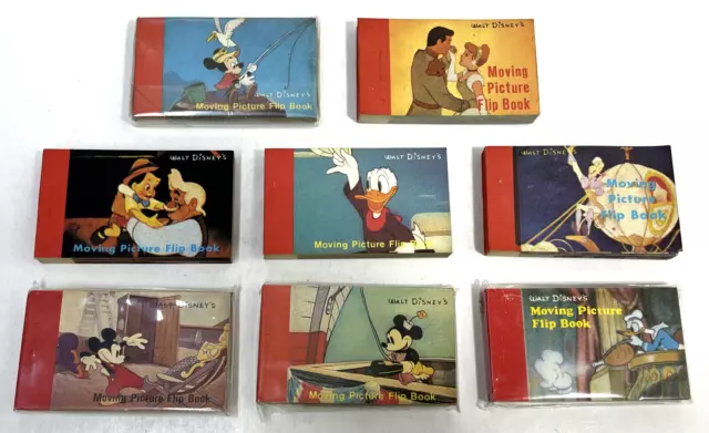 Lot of 8 Walt Disney Moving Picture Flip Books - Cinderella, Mickey, Pinocchio +