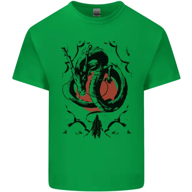 T-shirt top da uomo Samurai Warrior Dragon & Sun Fantasy MMA cotone 7