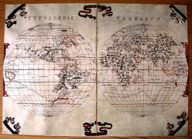 Map  Beautiful Collectable Reproduction On Card The World Tramontana Of 1587