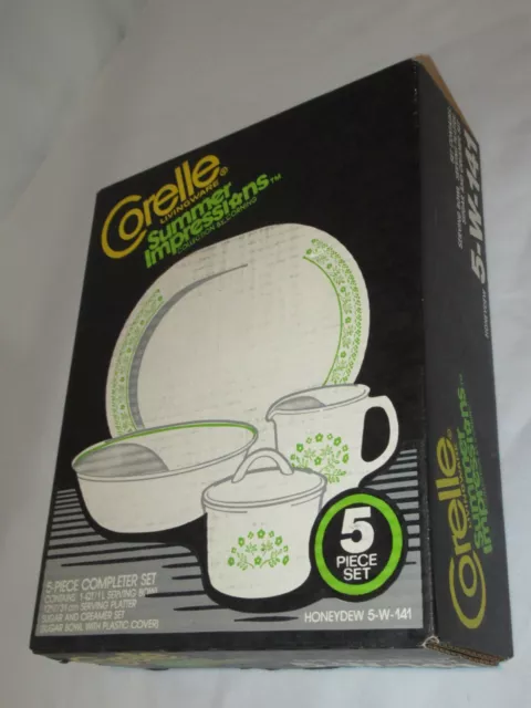 Corelle Corning Green Summer Impressions Honey Dew Boxed Set Platter Bowl MIB