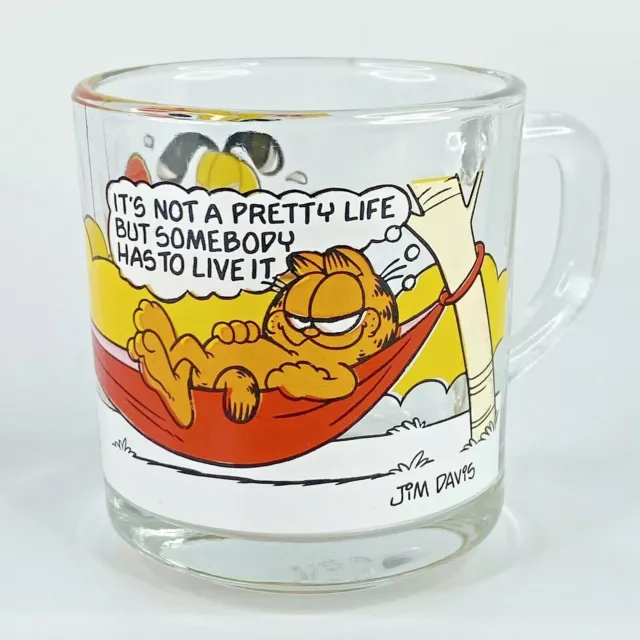 McDonald's Garfield Cat Glass Cup Jim Davis Odie It's Not a Pretty Life Hammock
