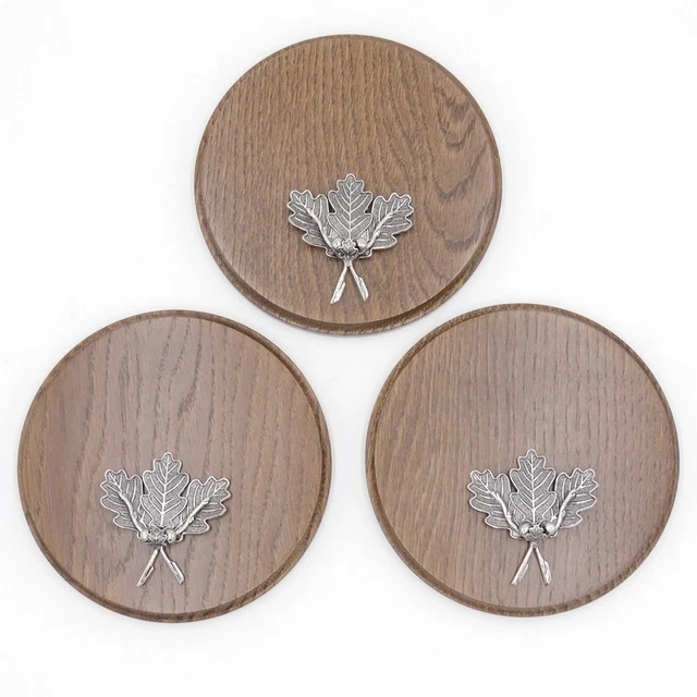 3 X Placa de Jabalí Tablero Keiler Redondo Braun AF15cm 3 Hoja Roble Portada 4