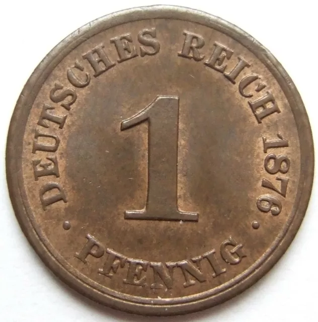 Moneta Reich Tedesco Impero Tedesco 1 Pfennig 1876 H IN Uncirculated