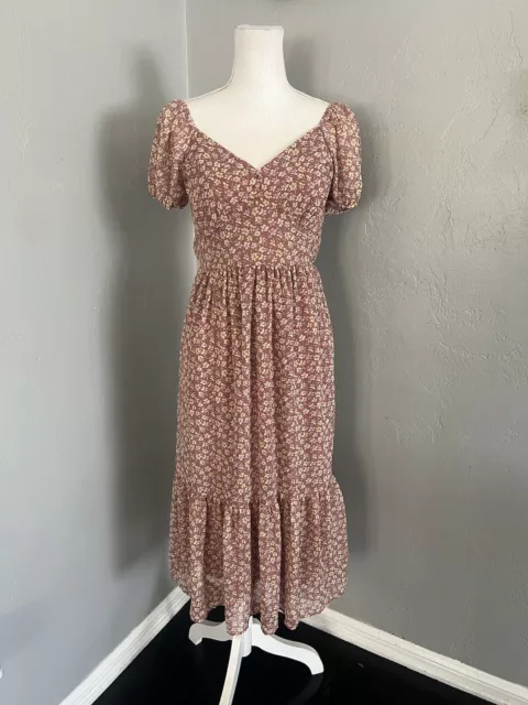 Mimi Chica Midi Dress Ditsy Floral Mauve Womens size M.       4…