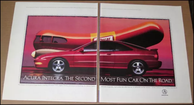 1995 Acura Integra 2-Page Print Ad Car Automobile Advertisement Vintage GS-R