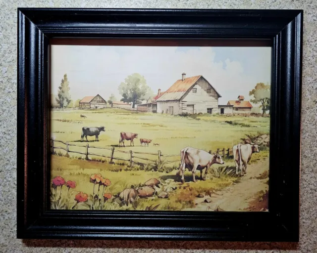 Art Print , Farm , Rural Cattle, Landscape - Cows - Barn