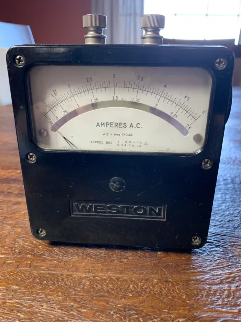 Weston AC Ampere Meter,  2.5 A, 0- 5 A,  Model 433 no. 186057