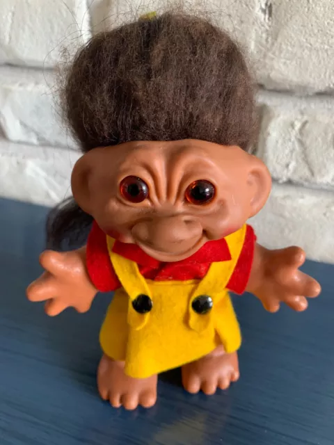 6" Thomas Dam Denmark Troll Doll Felt Clothes Glass Eyes USA PAT. Pending c.1960 3