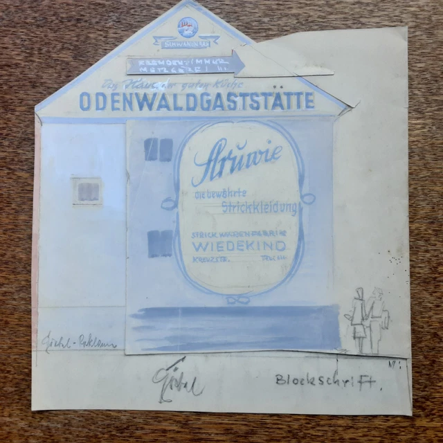 GROß-ZIMMERN/ORIG.ENTWURF/ODENWALDGASTSTÄTTE STRUWIE/REKLAME/SCHWANENBRÄU/Bier
