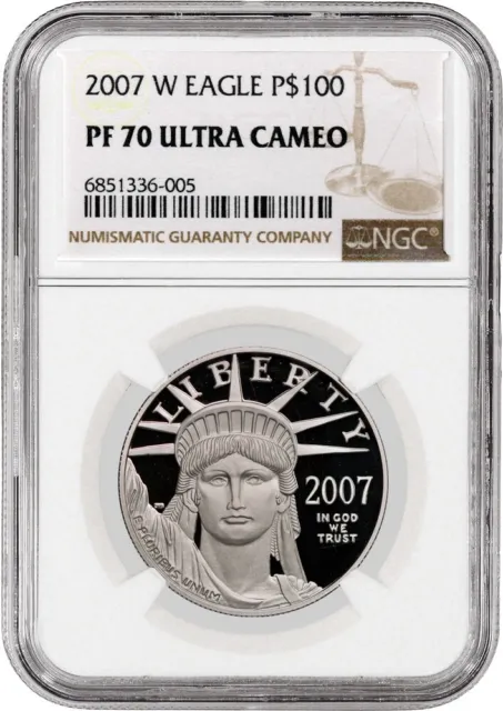 2007 W $100 Proof American Platinum Eagle 1 oz .9995 Fine NGC PF70 Ultra Cameo