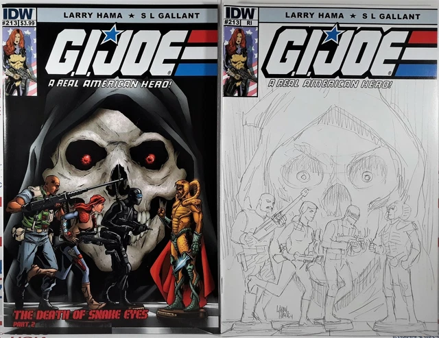 💀 GI JOE #213 LARRY HAMA COLOR + SKETCH VARIANT SNAKE EYES A Real American Hero