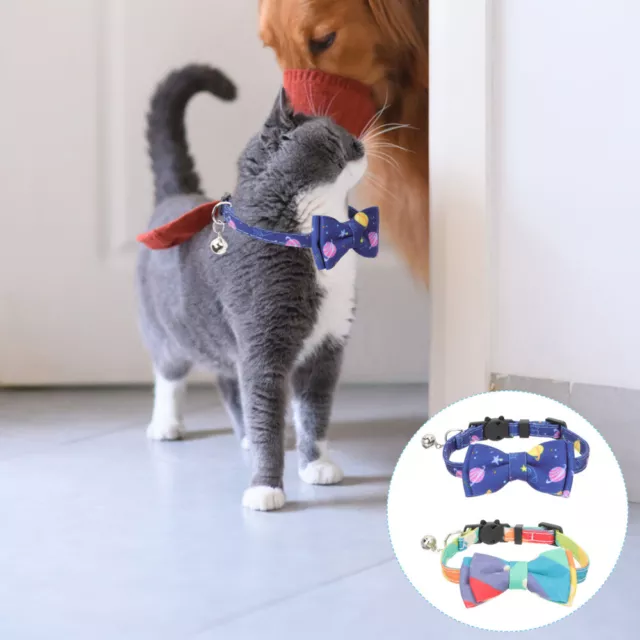 2 piezas Collar de cachorro Collar de gato con campana diseño espacial fiesta para