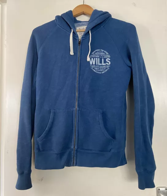 Sweat à capuche à capuche bleue Jack Wills Top Zip Royaume-Uni 10 décontracté