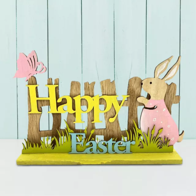 Happy Easter Tiered Tray Decor Wood Signs Table Shelf Dinner Kitchen Decorations