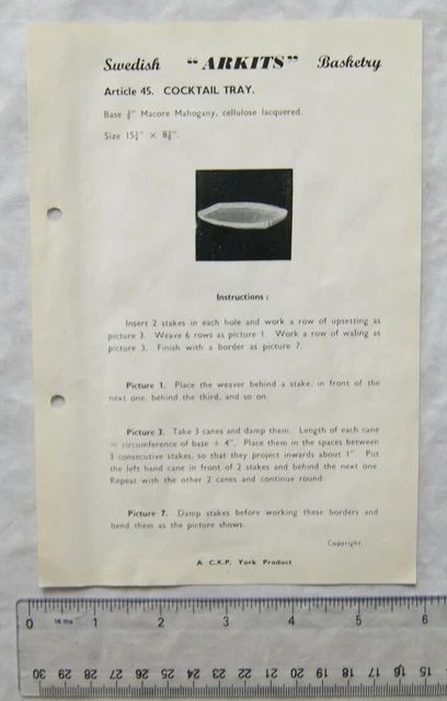 Vintage Broschüre: Schwedischer Arkits Korb - Cocktailtablett, 45