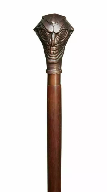 solid brass joker head handle brown 3-fold walking cane stick new designer style