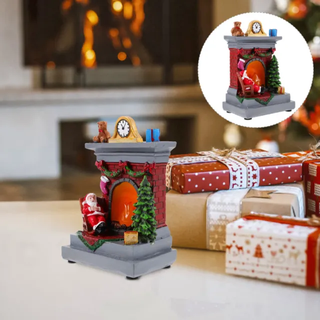 LED Christmas Fireplace Lantern with Flame Effect & Log Simulation - Table Decor