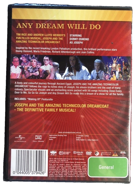 Joseph And The Amazing Technicolor Dreamcoat DVD (1999) Region 4 New Sealed 2
