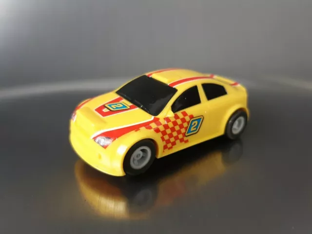 Micro Scalextric Car yellow no2 Rally working 1:64  Free postage