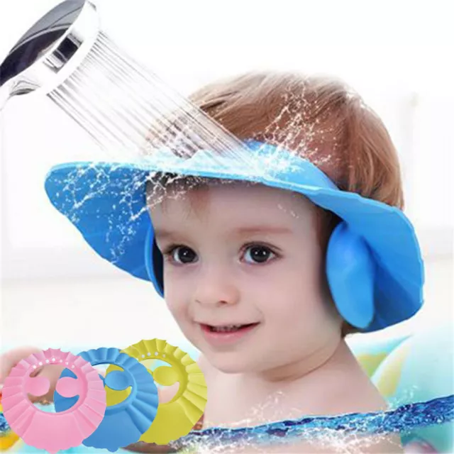 Kids Child Shower Cap For Hair Wash Bath Soft Waterproof Protect Shield Hat~