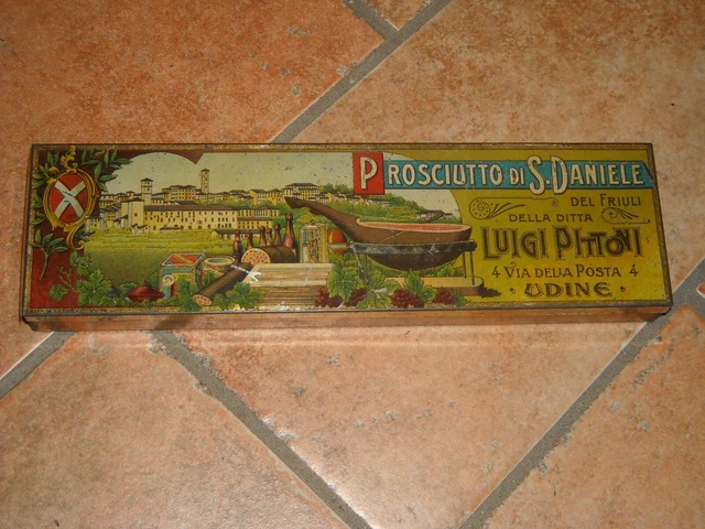 ANTICA SCATOLA LATTA-PROSCIUTTO di S.Daniele-Luigi Pittoni-Udine EUR