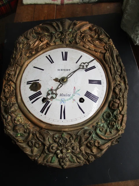 Antique French Comtoise Morbier Wall / Grandfather Clock Movement & Case 1800s Antique French Comtoise Morbier Wall / Grandfather Clock Movement & Case 1800s