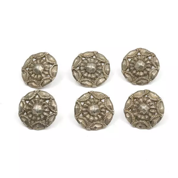 6 bottoni in argento bottoni tradizionali antichi silver buttons 16,5 mm