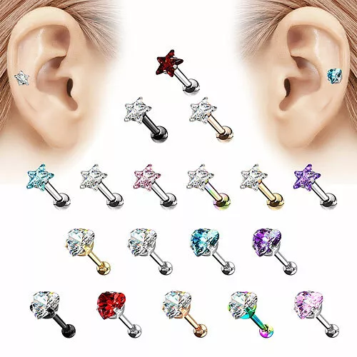 Tragus Ohr Knorpel Cartilage Helix Universal Piercing Stecker Stud Kristall Kopf