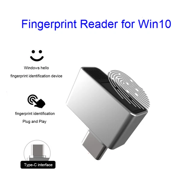 Type-C Biometric Scanner Laptop PC Mini USB Fingerprint Reader for Windows Hello