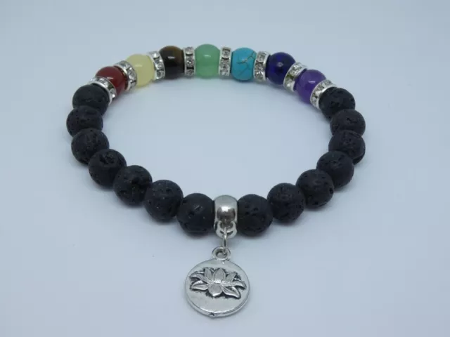 Bracelet 7 Chakras + Charm Fleur de Lotus