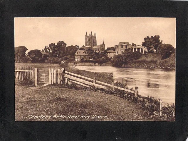 B3060 UK Hereford Cathedral and River Friths vintage postcard