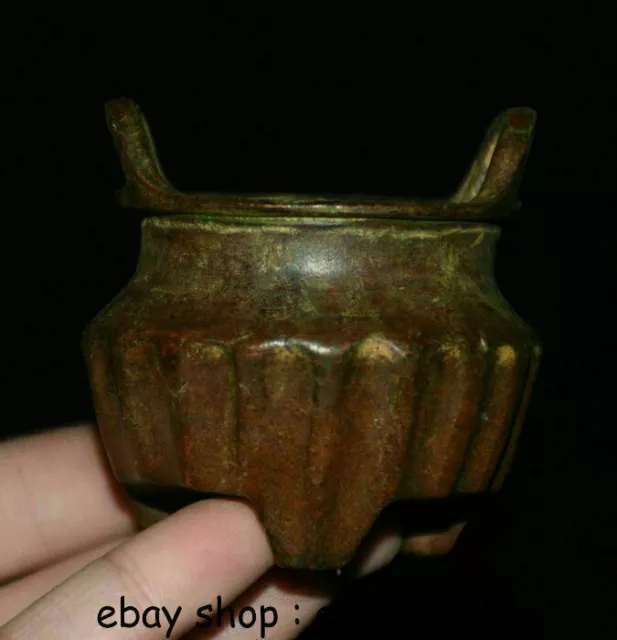 2" Ancient Marked Old China Bronze Dynasty 3 Foot incense burner Censer