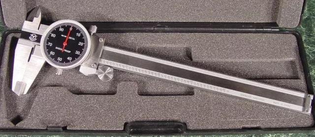 6 " SAE Stainless Steel DIAL CALIPER with CASE Depth Thickness Internal Extenal