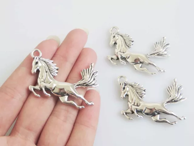 10x Tibetan Silver Horse Charms Pendants Beads for Jewellery Making Findings