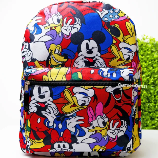 Disney Mickey Mouse 16" Large School Backpack All Over Print Mickey Friends New