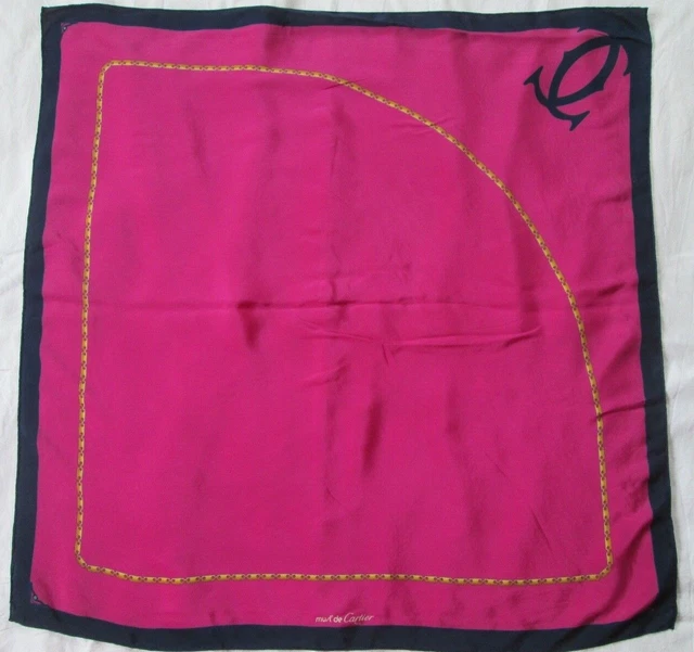 Foulard Carré JOOP! 100% Soie - 48x48 Cm - Couleur Rose - Vintage En Très Bon état