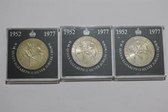 🧭 🇬🇧 Uk Gb 3 Cased Copper-Nickel Crowns B52 Cg31