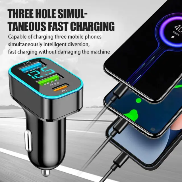 66W MultiFunction Auto Charger with PD30W Quick Charge and QC30
