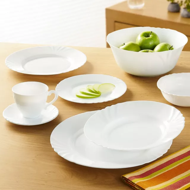 Luminarc Feston White 18pc Opal Glass Dinner Set Dinnerware Tableware  Plates NEW